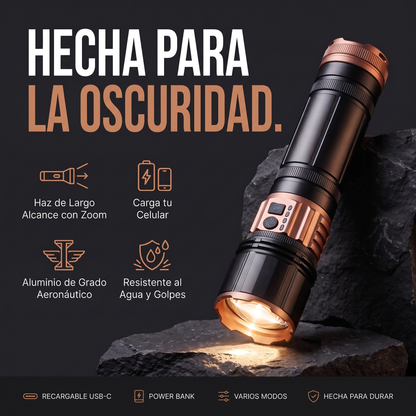 Linterna Laser Pro Max Professional | 28.800 mAh de Batería, Largo Alcance y Power Bank